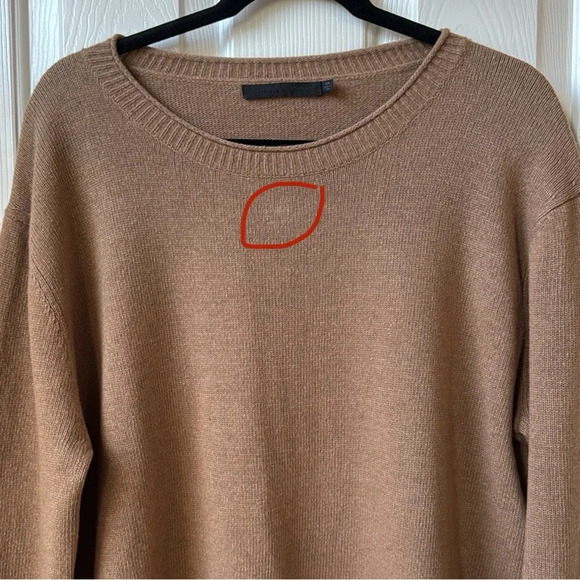 Jenni Kayne Everyday Sweater Knit Cashmere Blend Dark Camel Neutral XXL Flaw - Picture 14 of 15